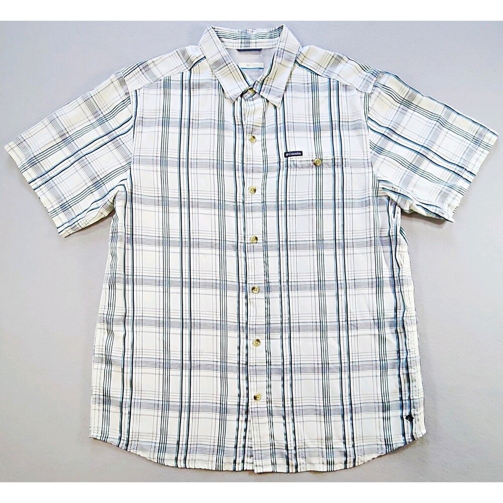 Columbia Omni-Shade Sun Protection Plaid Fishing Button-Up Shirt Men’s L/G